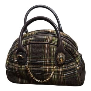 Juicy Couture Brown and Green Plaid Bowler Bag